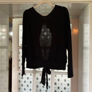 Black open tie back long sleeve